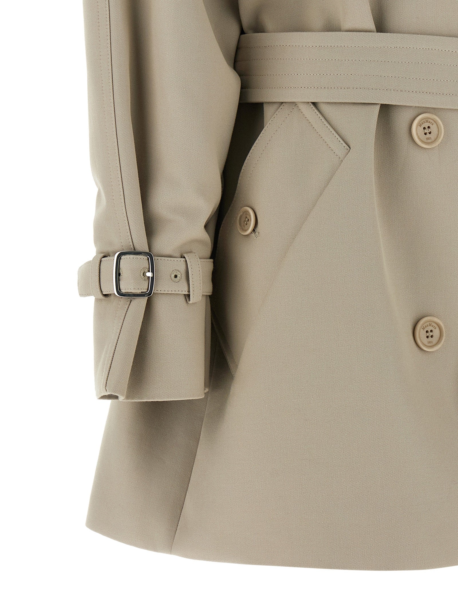 Max Mara 100% cotton trench coat in beige — view 4