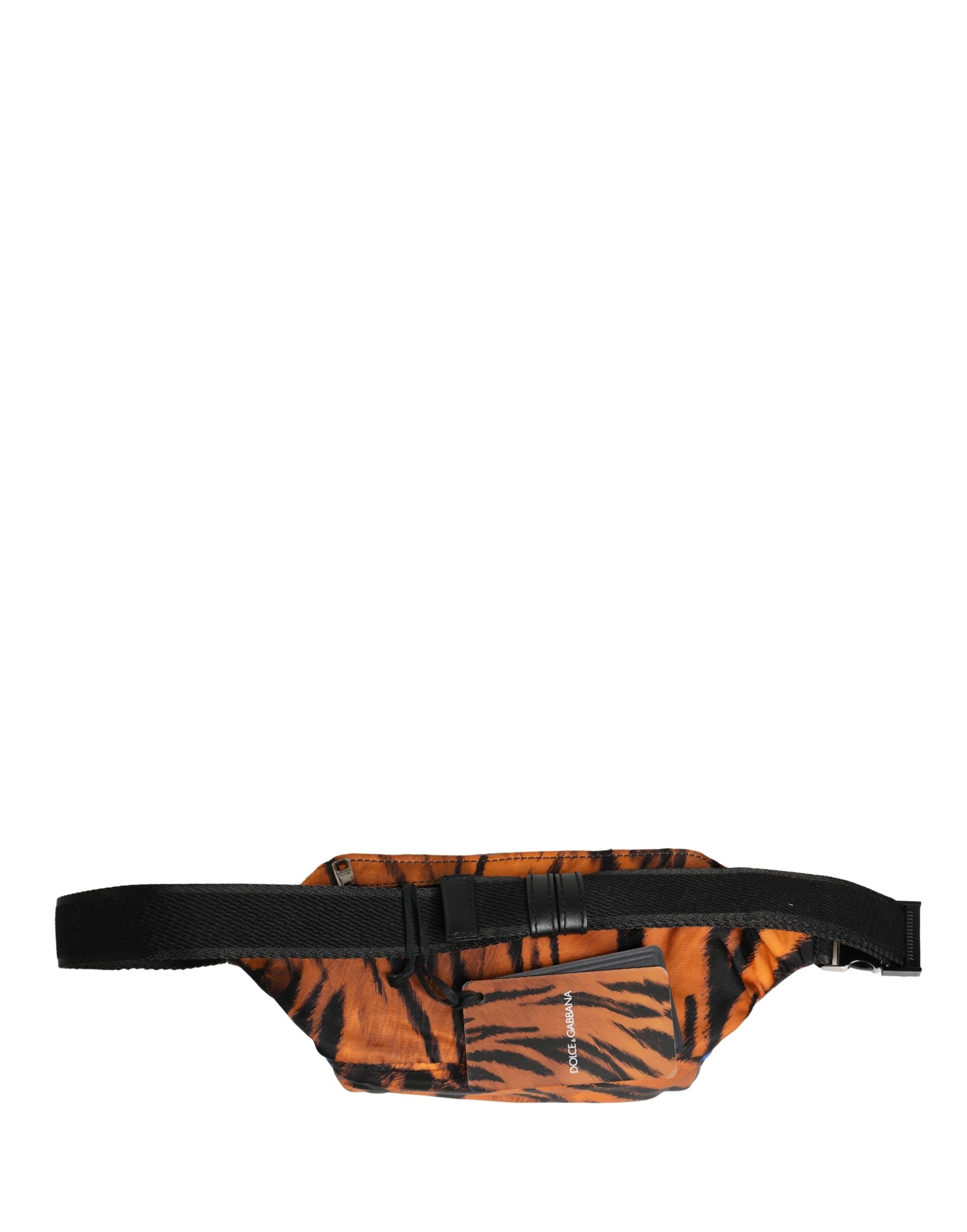 Brown Tiger Print Nylon Fanny Waist Pack Borse Men Bag Calf Leather