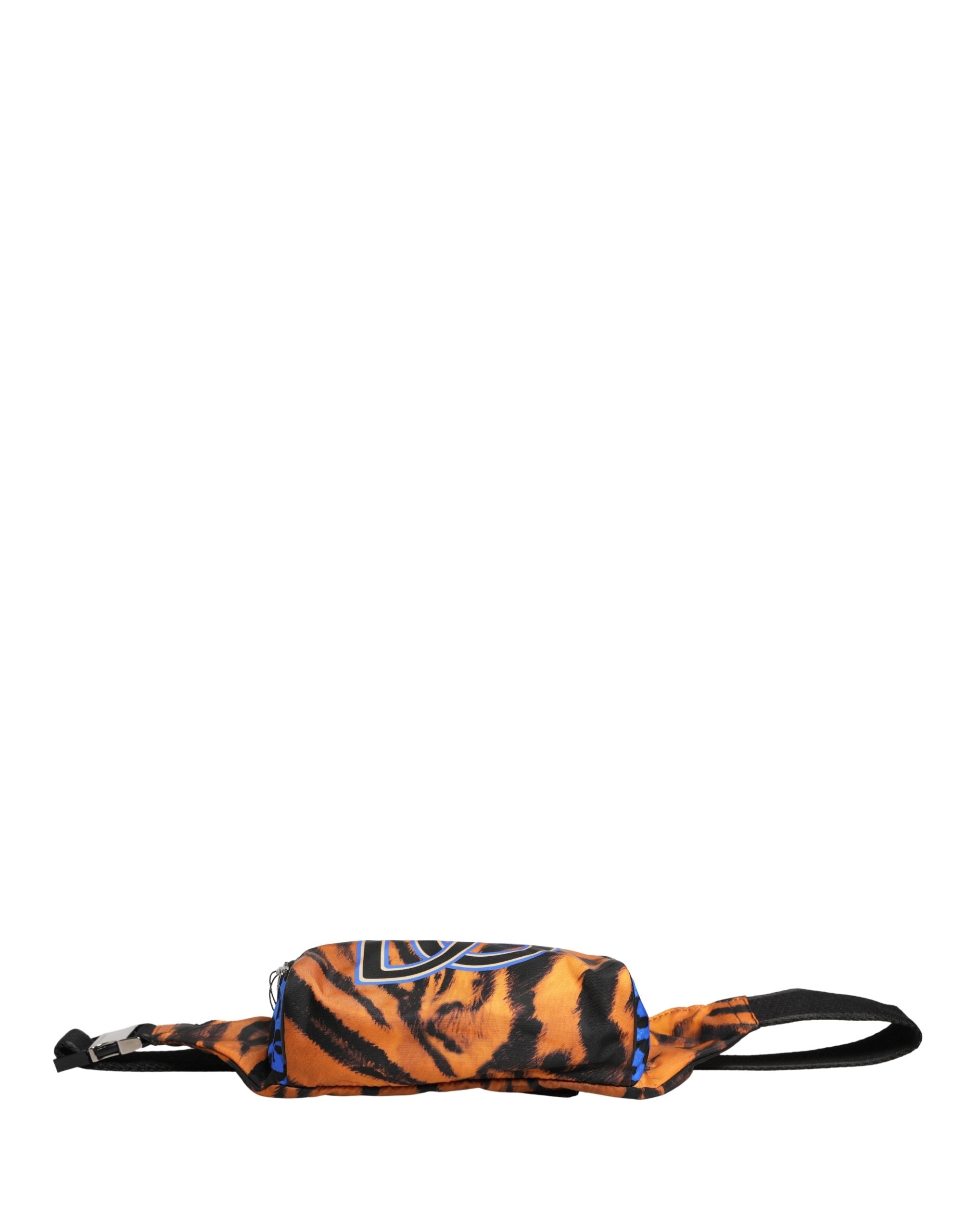 Brown Tiger Print Nylon Fanny Waist Pack Borse Men Bag Calf Leather