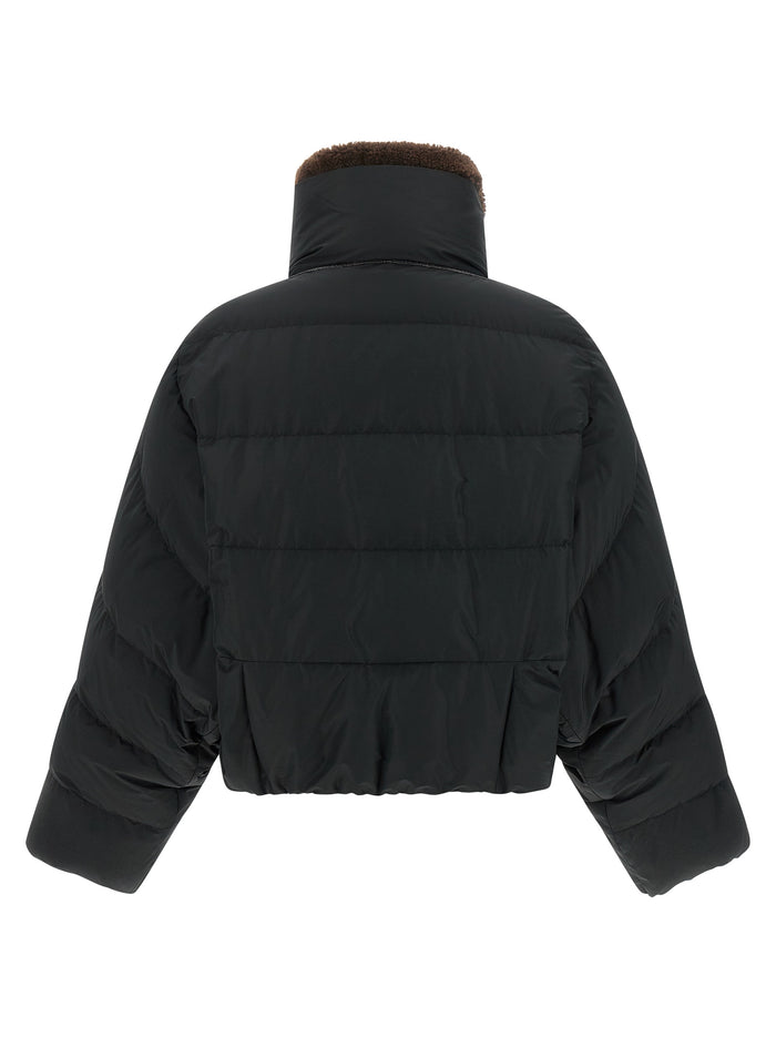 Brunello Cucinelli 54% cotton down jacket in black — view 2