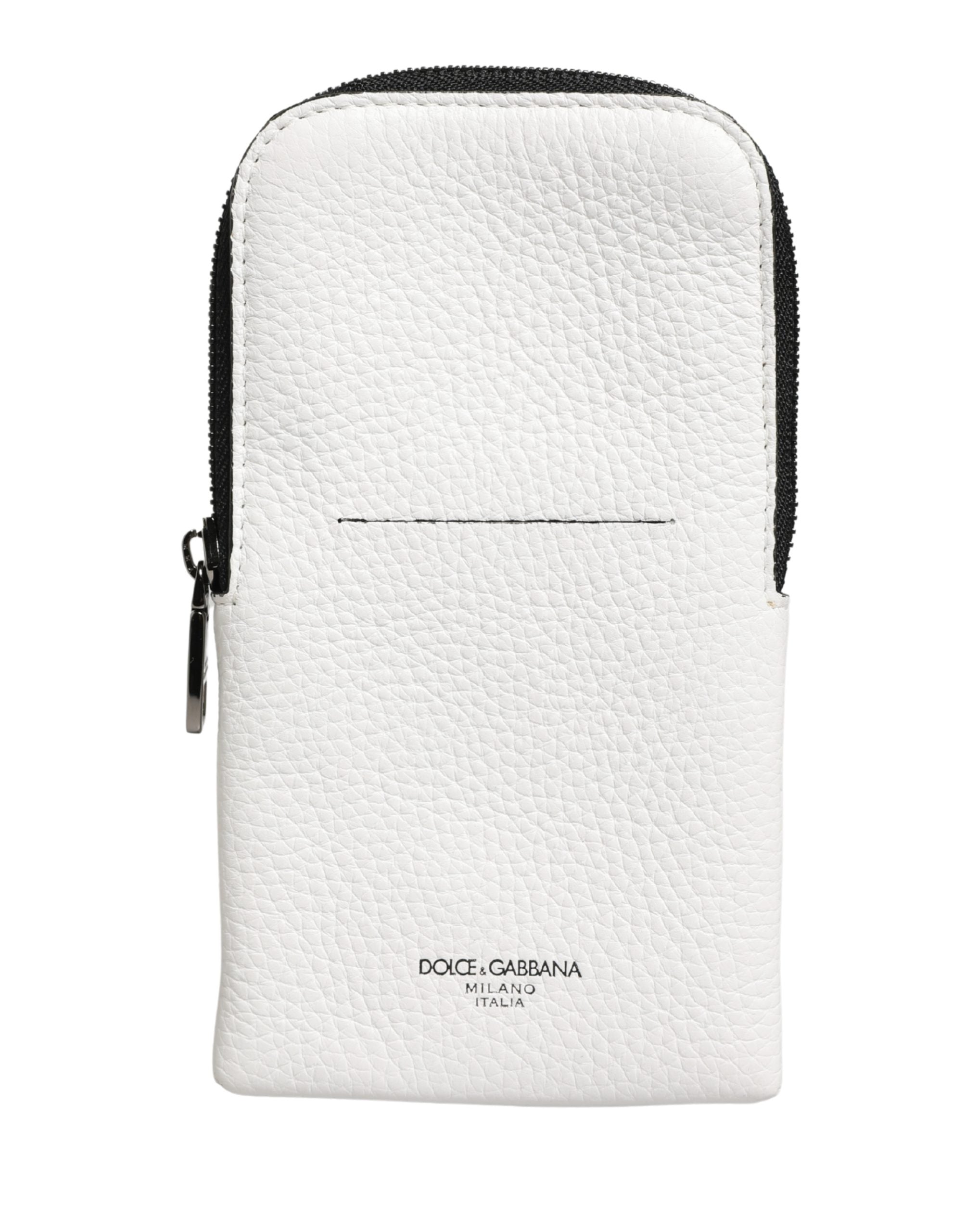 White Calf Leather Crossbody Sling Phone Borse Bag
