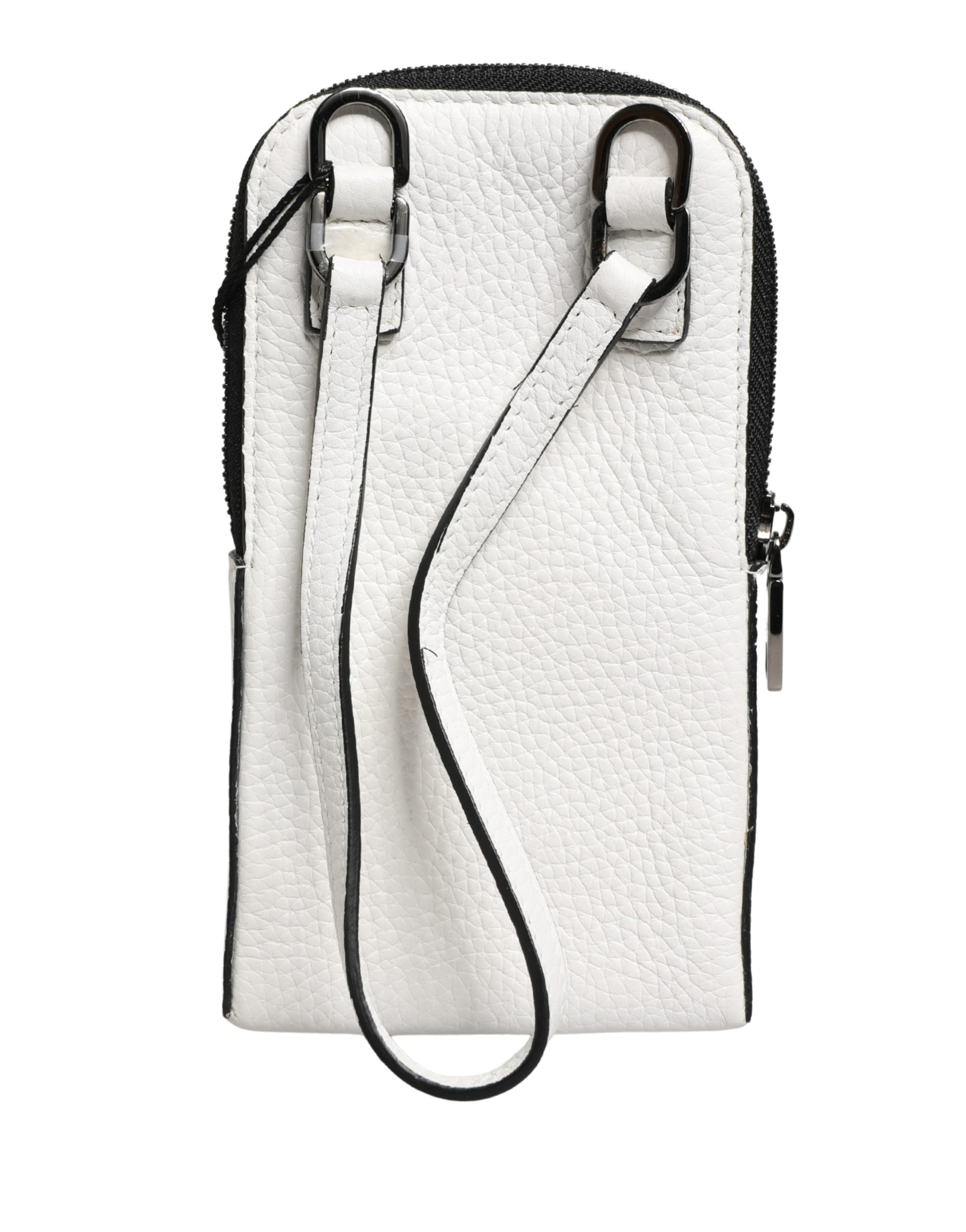 White Calf Leather Crossbody Sling Phone Borse Bag