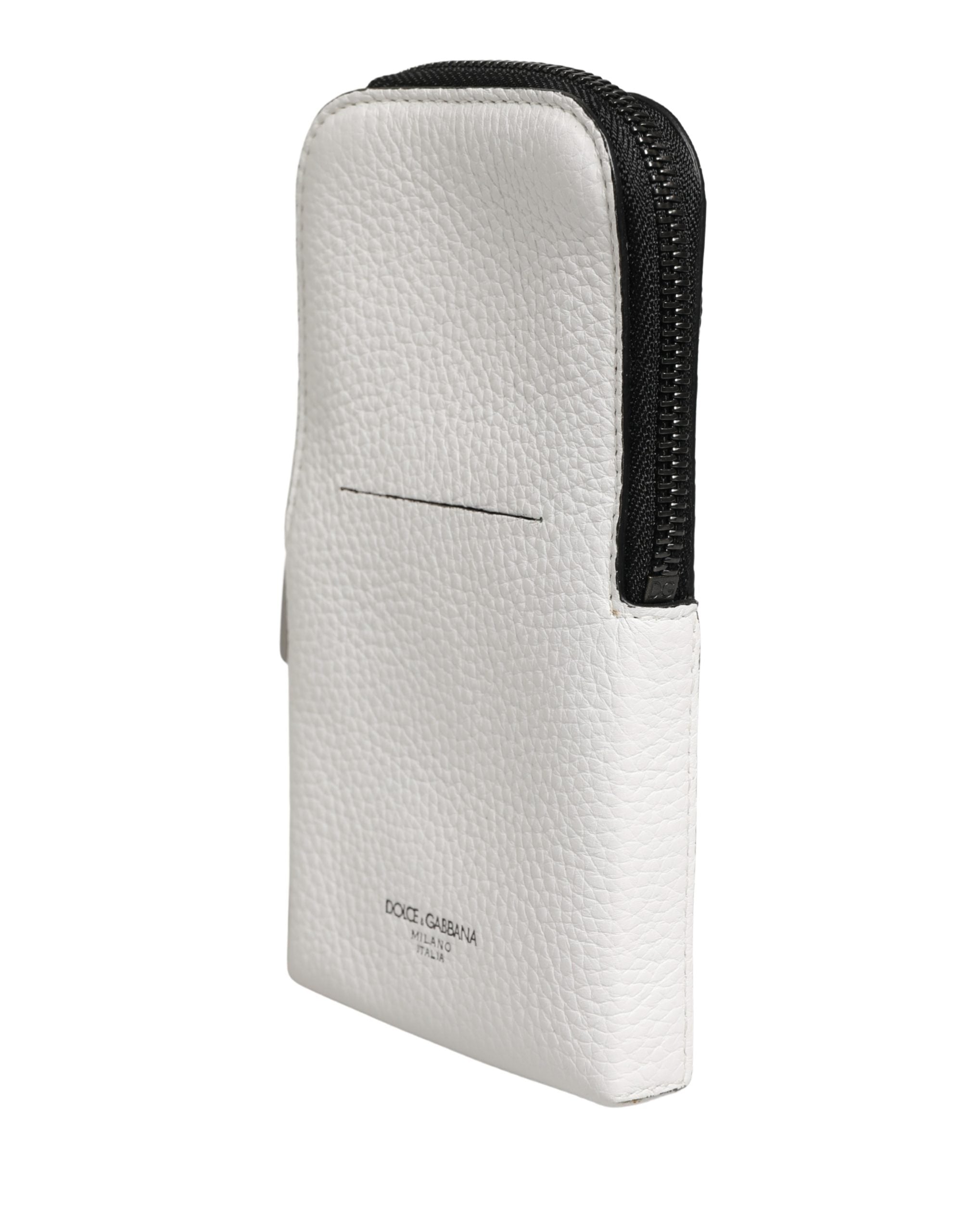 White Calf Leather Crossbody Sling Phone Borse Bag