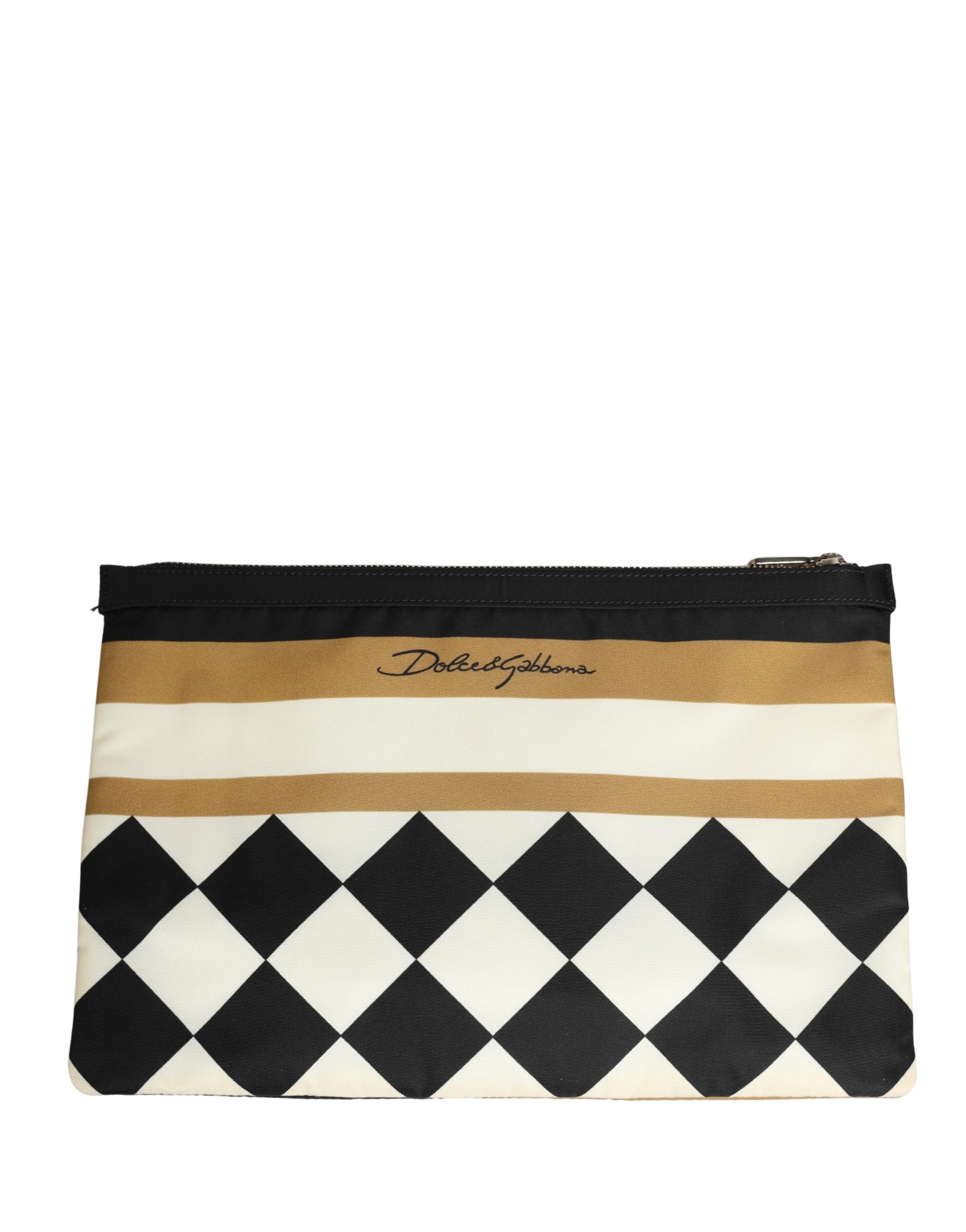 Multicolor Checkered Logo Print Nylon Clutch Borse Bag Acrylic