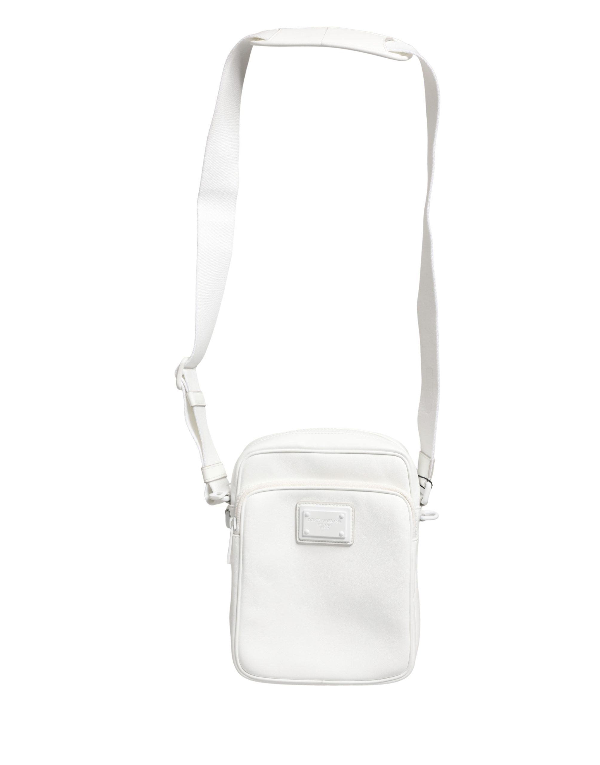 White Logo Plaque Crossbody Shoulder Borse Men Bag Polyester