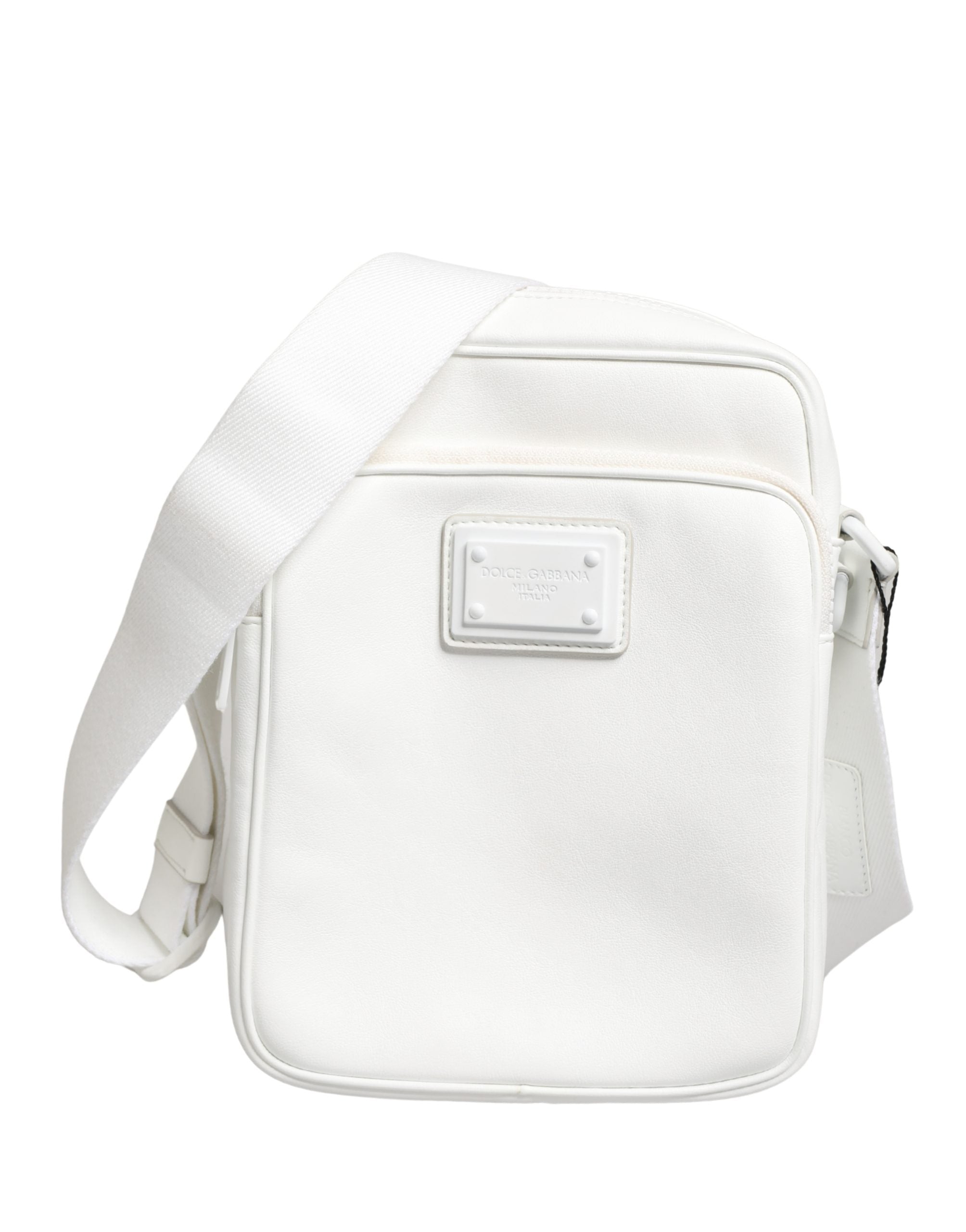 White Logo Plaque Crossbody Shoulder Borse Men Bag Polyester
