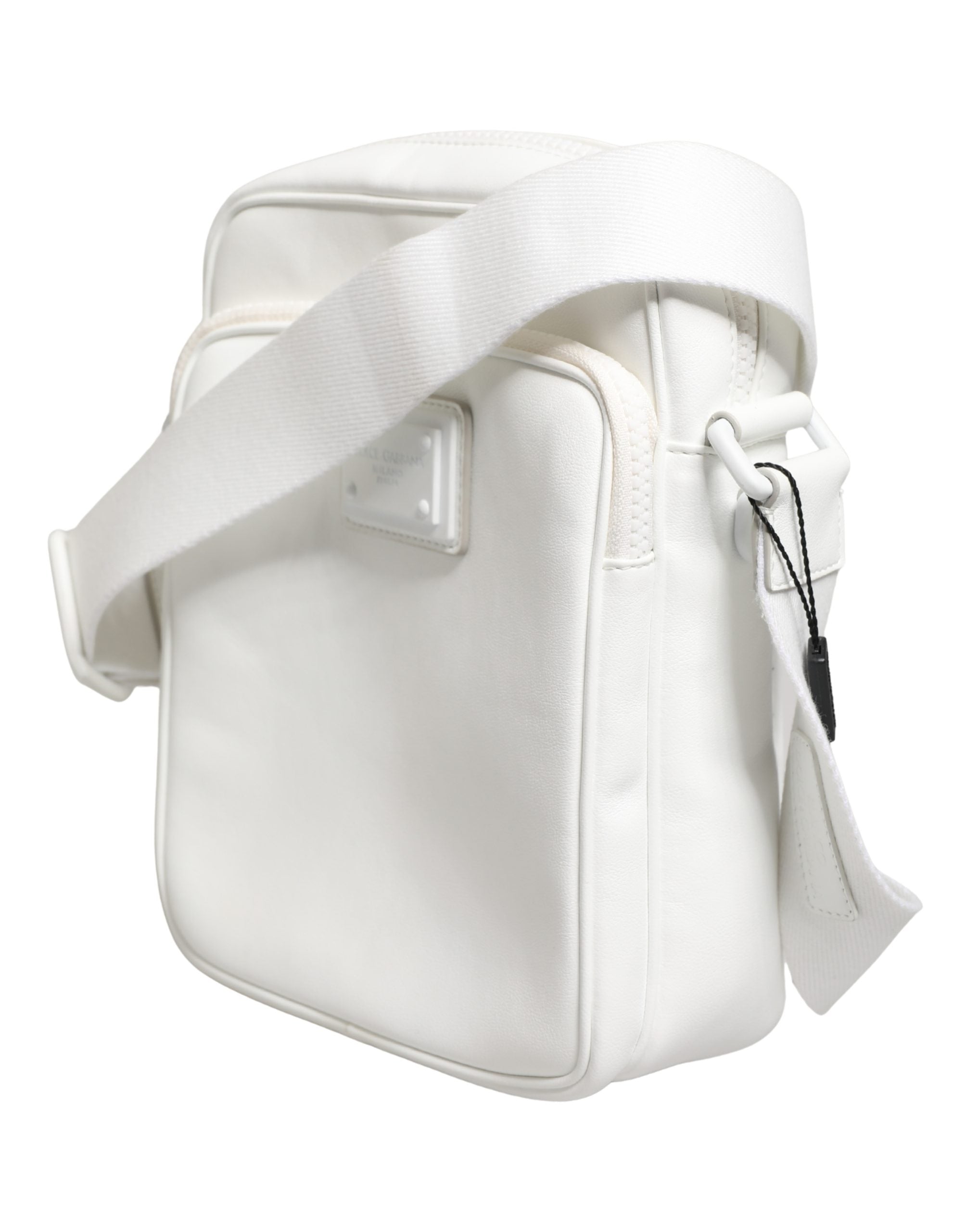 White Logo Plaque Crossbody Shoulder Borse Men Bag Polyester