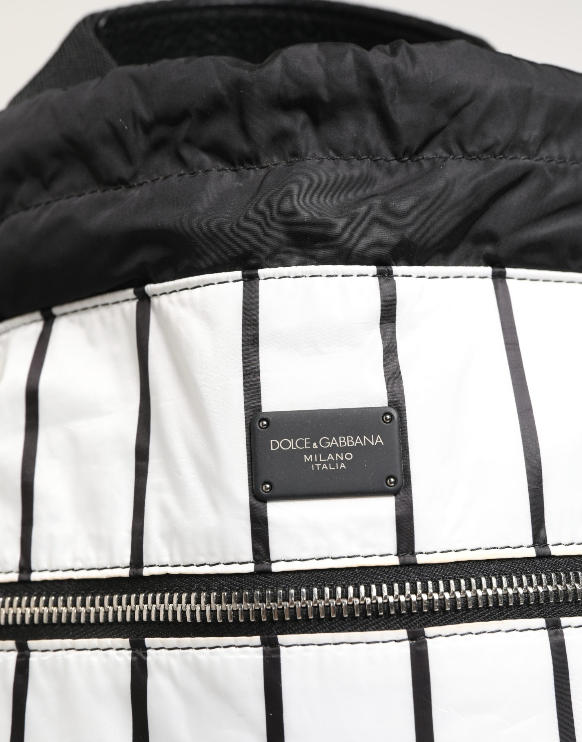 Black White Striped Polyester Drawstring Backpack Men Bag And Nylon Pp Calf