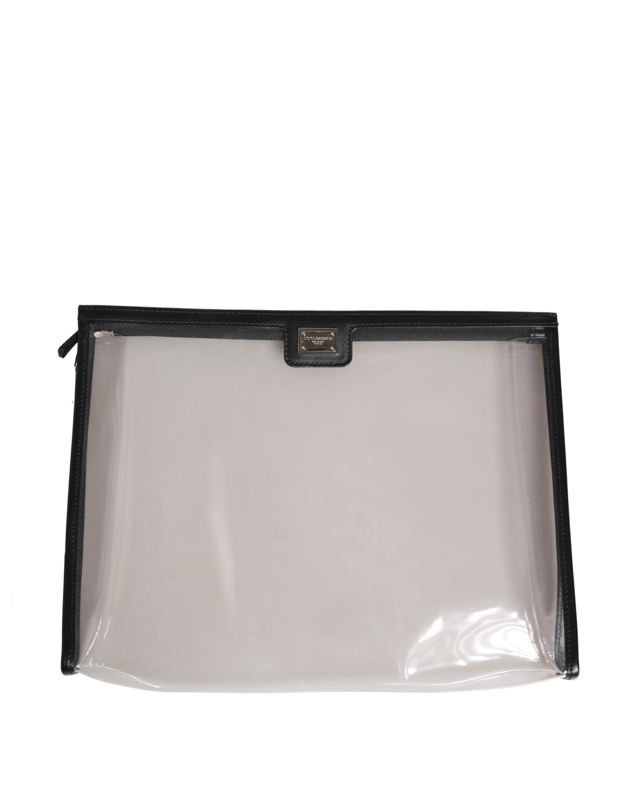 Transparent Pvc Clutch Pouch Purse Branded Logo Plaque Bag Calf Leather