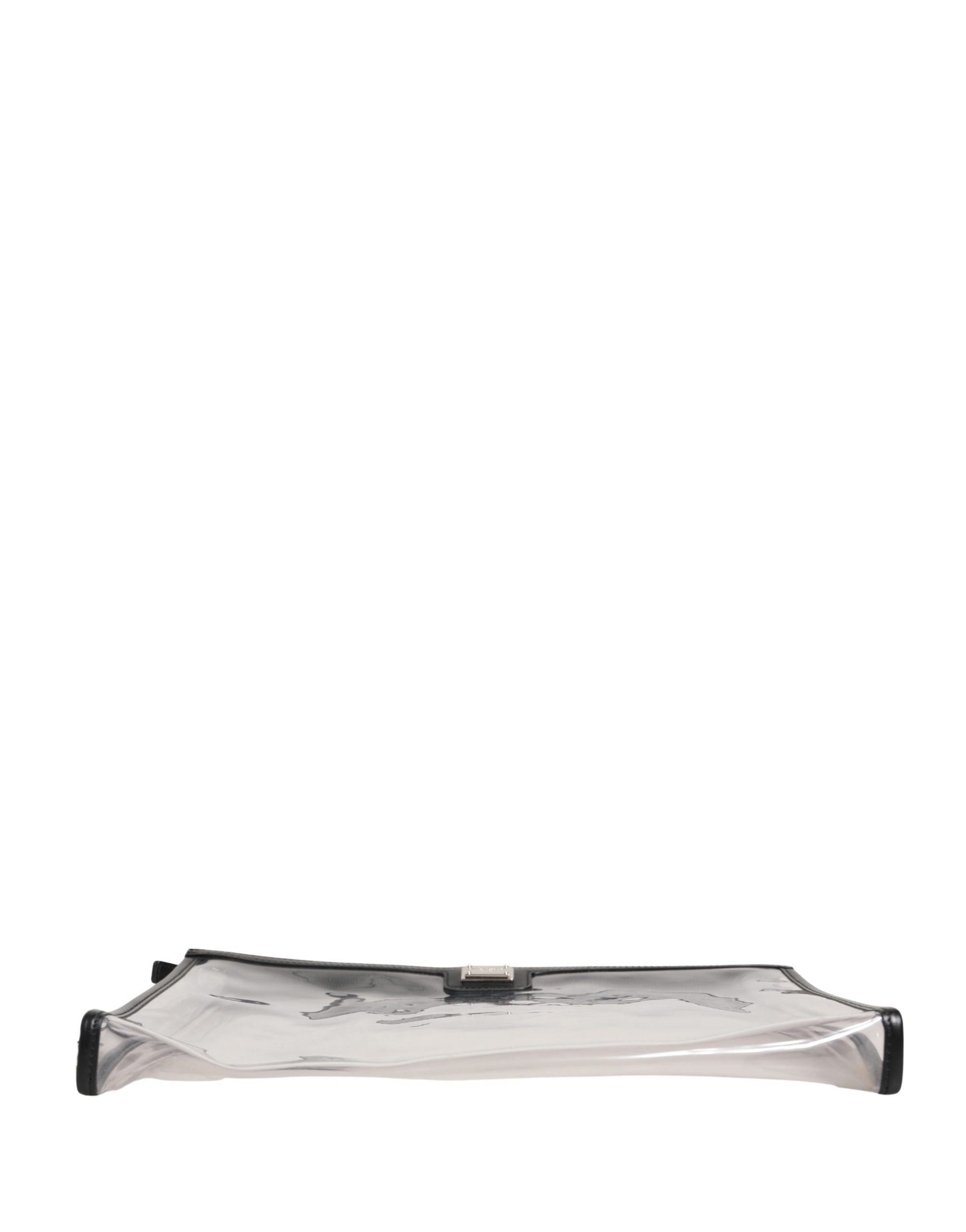 Transparent Pvc Clutch Pouch Purse Branded Logo Plaque Bag Calf Leather