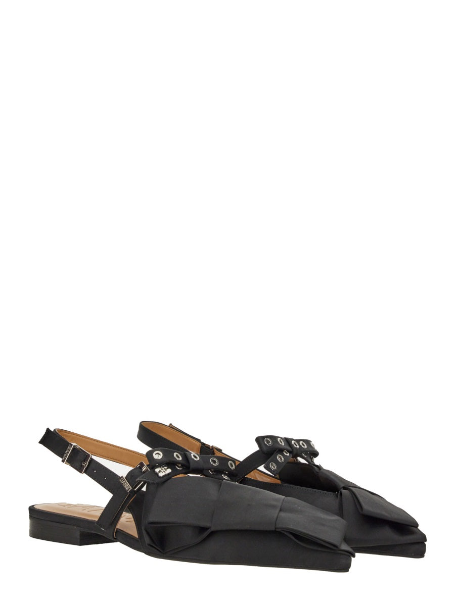 Satin Ballerina Shoes Black Recycled Polyester