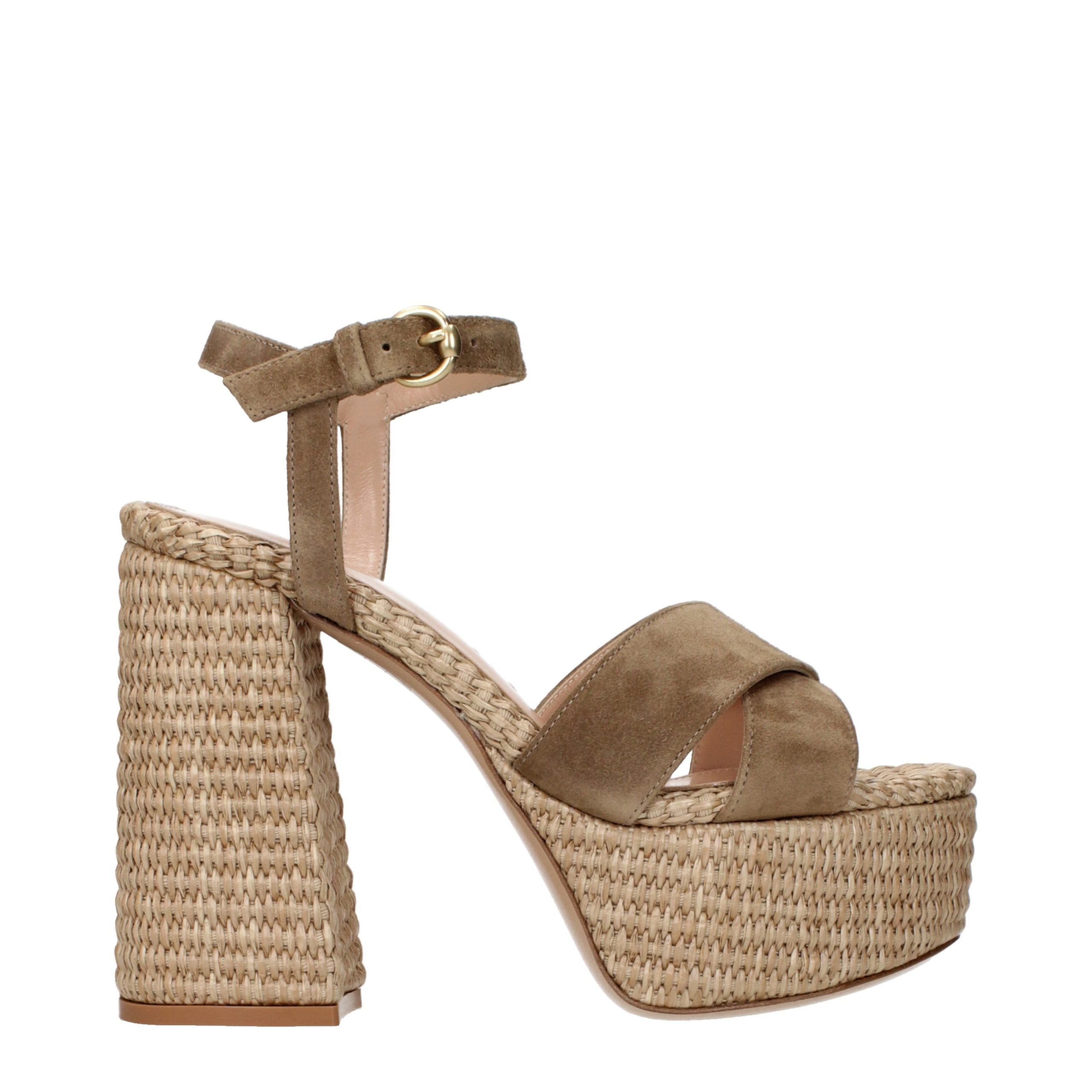 Gianvito Rossi Suede platform sandal in brown