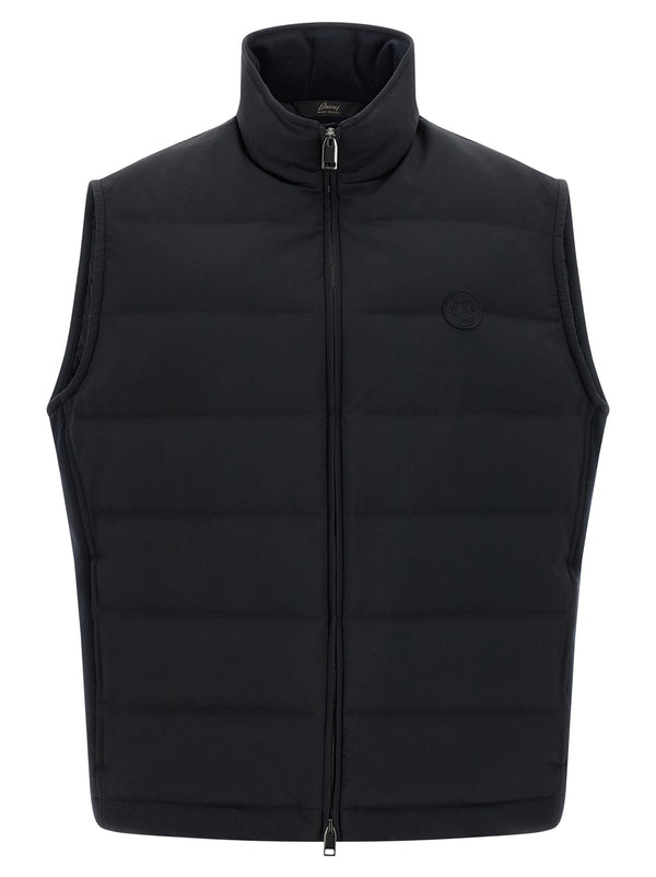 Brioni 100% polyester (shell); wool and cashmere blend (side inserts); goose down (fill) vest in black