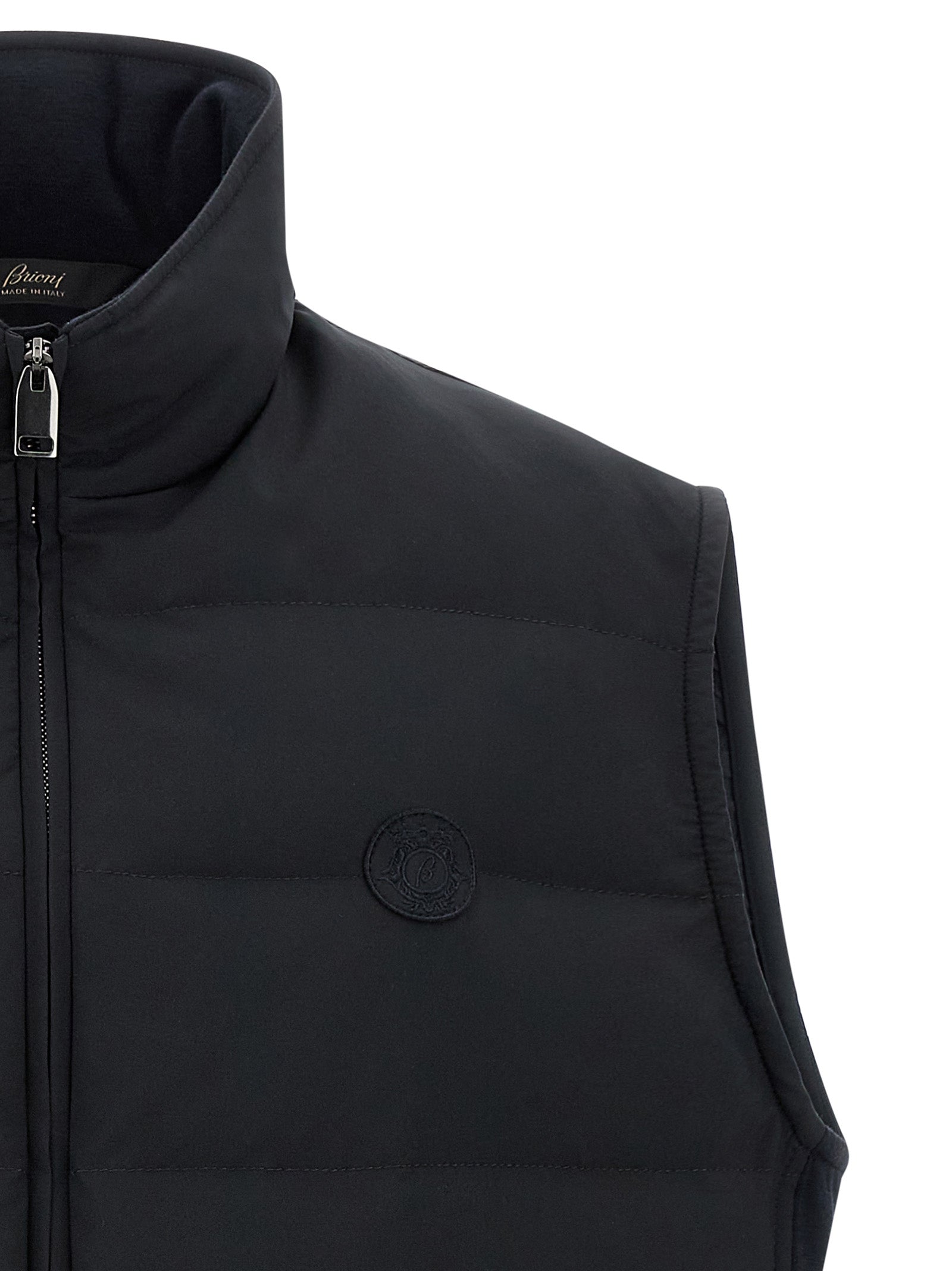 Brioni 100% polyester (shell); wool and cashmere blend (side inserts); goose down (fill) vest in black — view 3