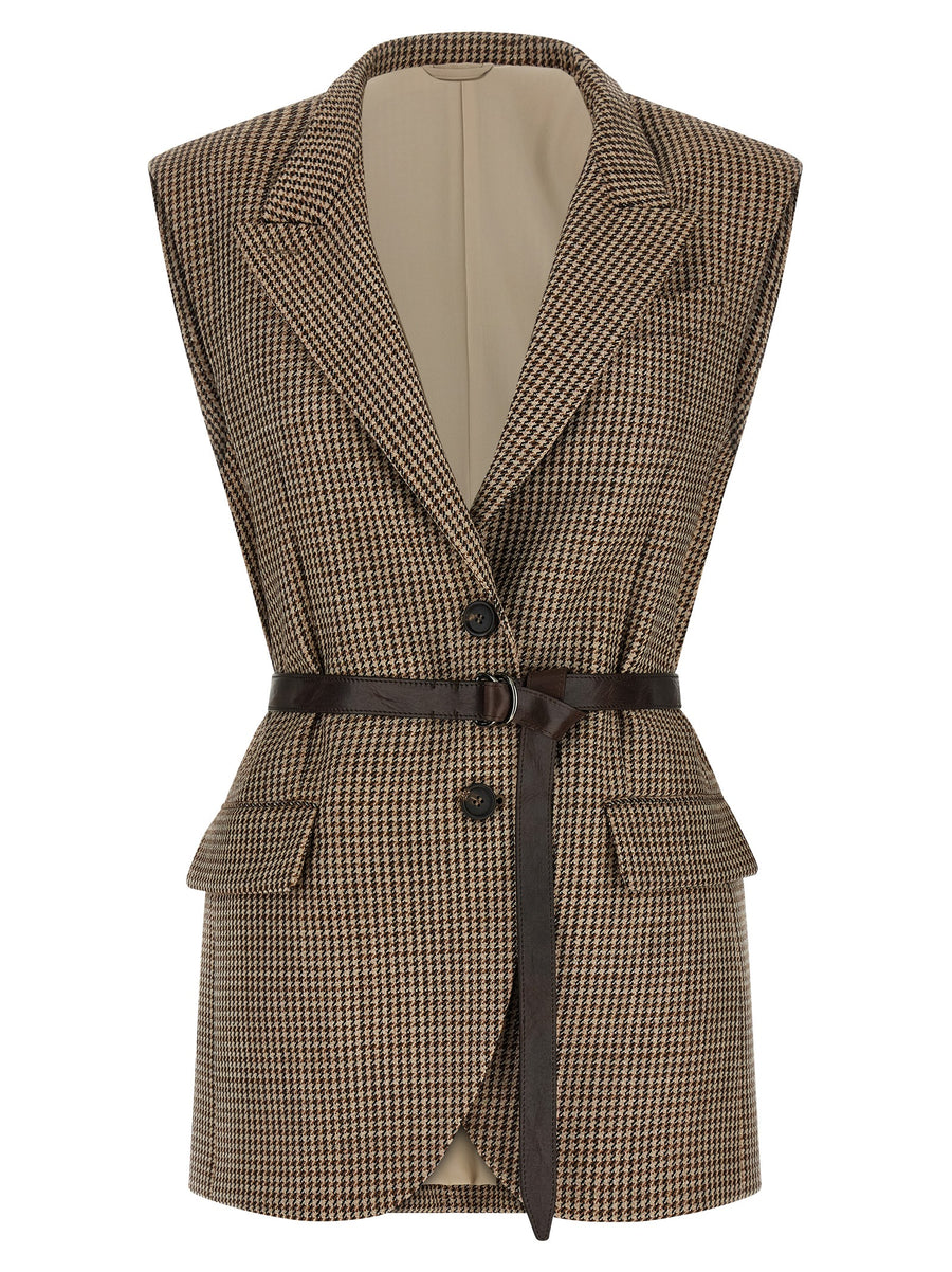 Brunello Cucinelli 95% virgin wool vest in beige