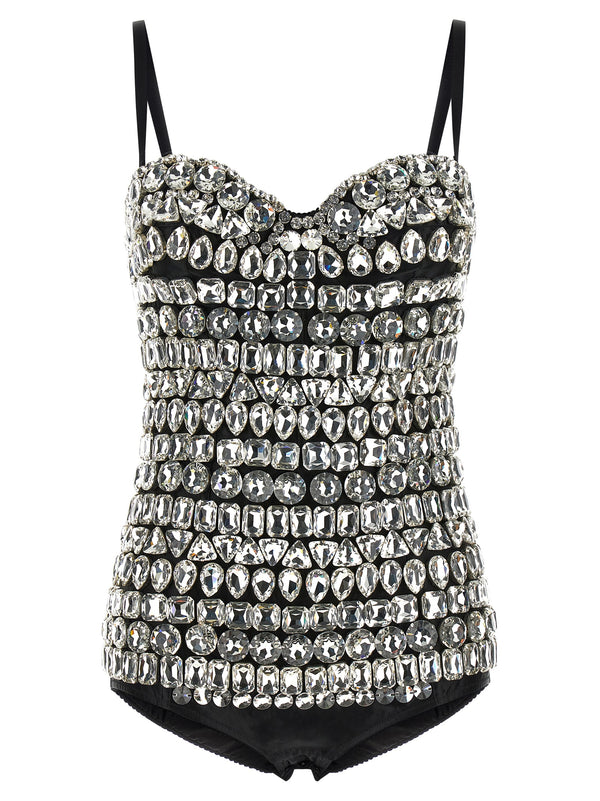 Dolce & Gabbana 90% polyamide bodysuit in silver