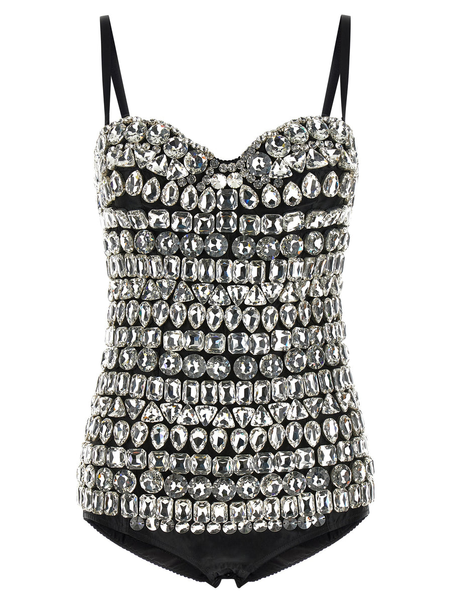 Dolce & Gabbana 90% polyamide bodysuit in silver