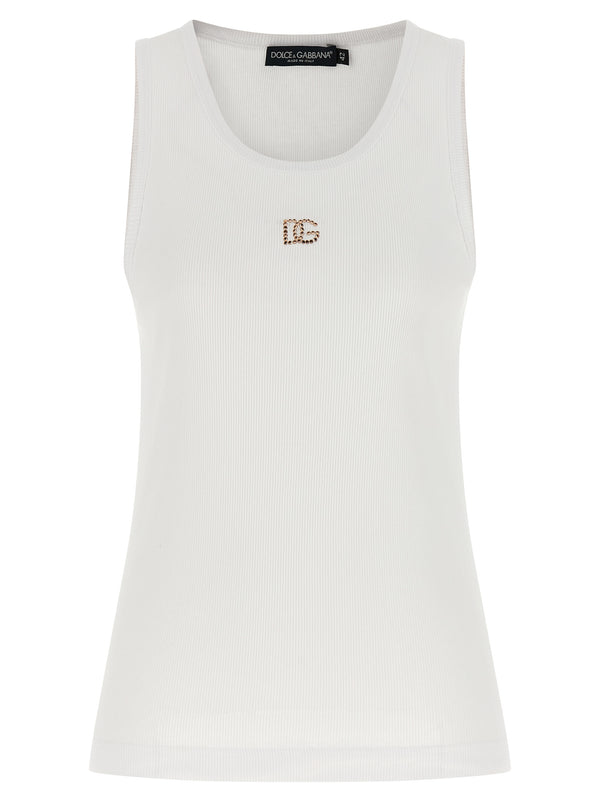 Dolce & Gabbana 100% cotton tank top in white