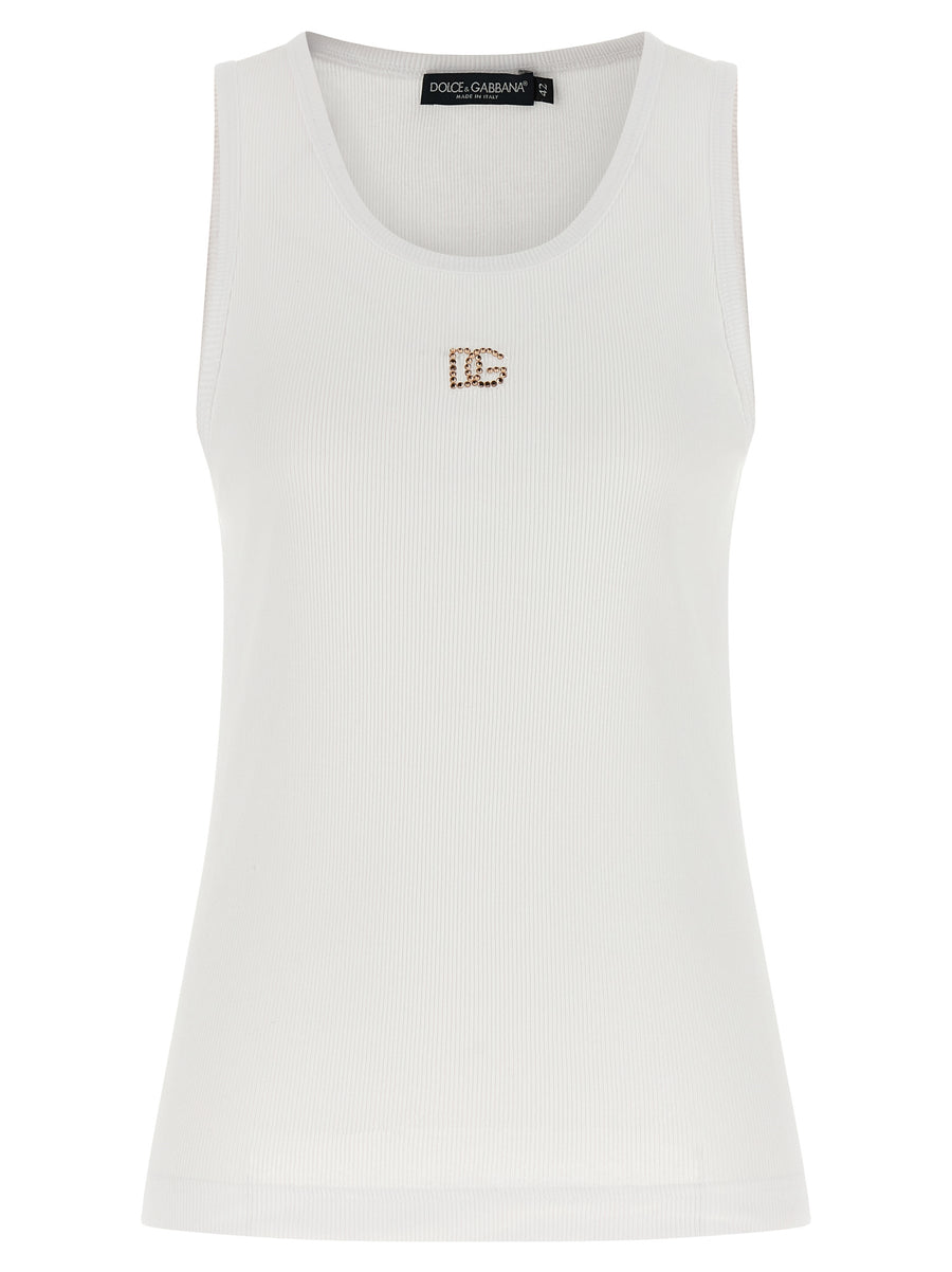 Dolce & Gabbana 100% cotton tank top in white