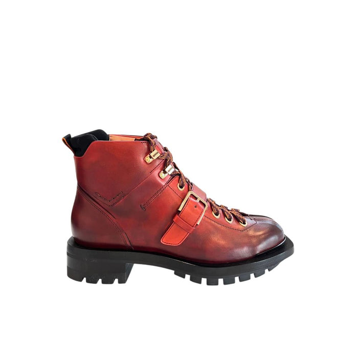 Santoni 100% leather boot in red