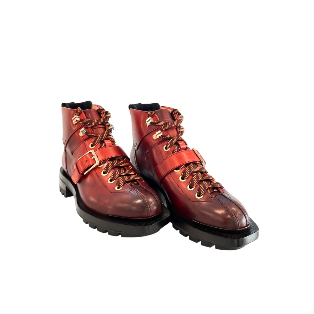 Santoni 100% leather boot in red — view 2