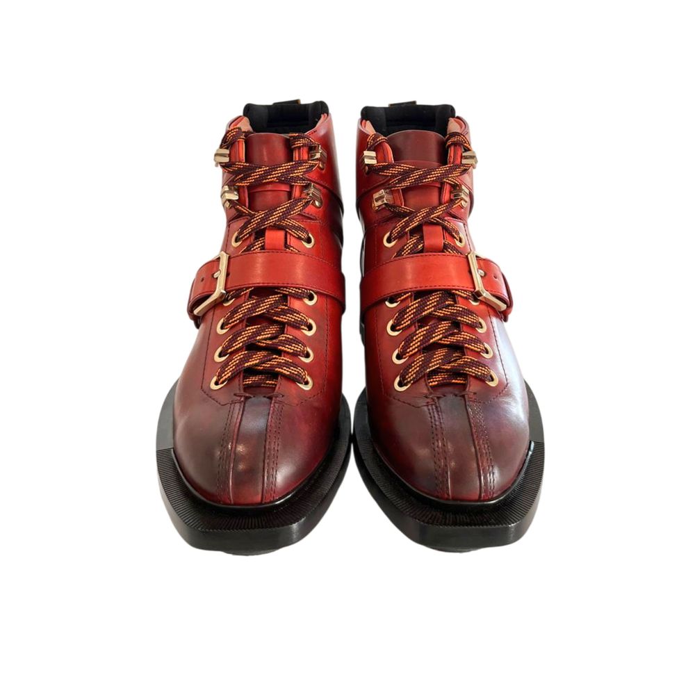 Santoni 100% leather boot in red — view 3