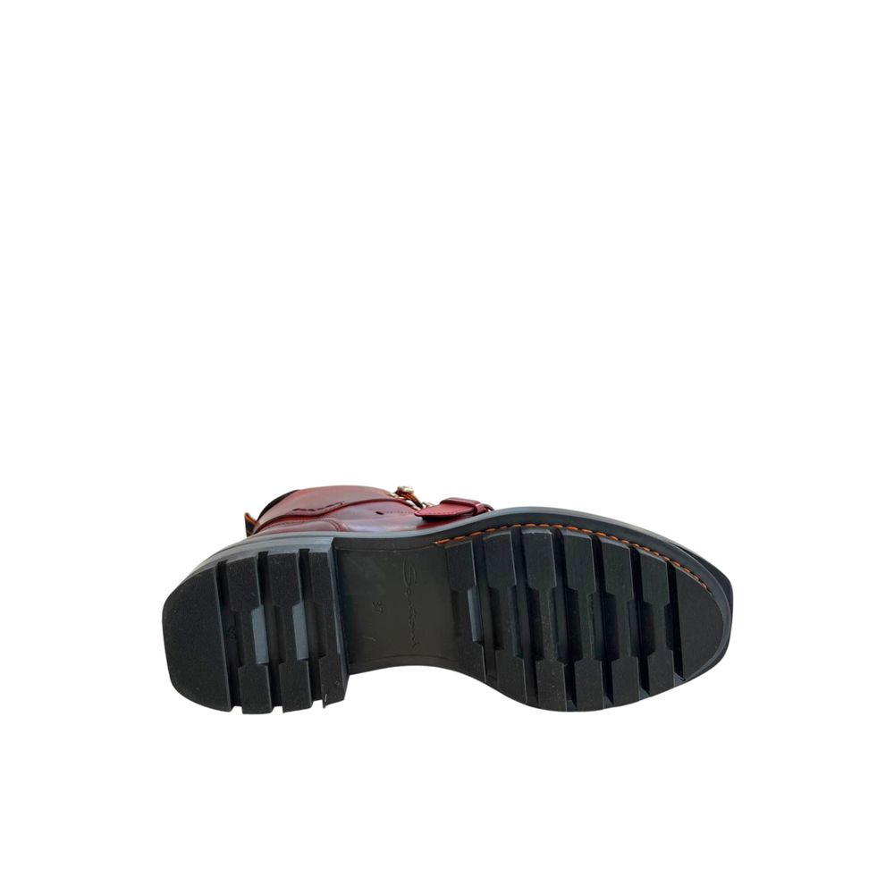 Santoni 100% leather boot in red — view 5