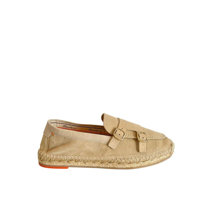 Santoni 100% Leather espadrille flat in beige
