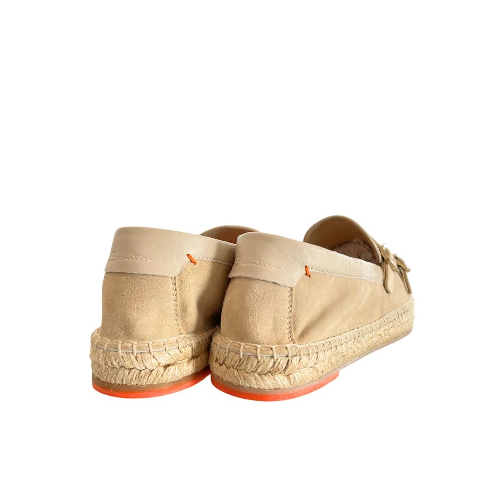 Santoni 100% Leather espadrille flat in beige — view 4