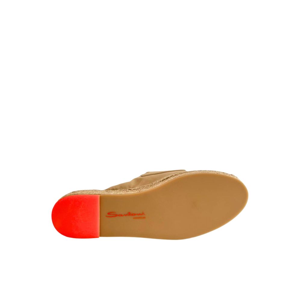 Santoni 100% Leather espadrille flat in beige — view 5