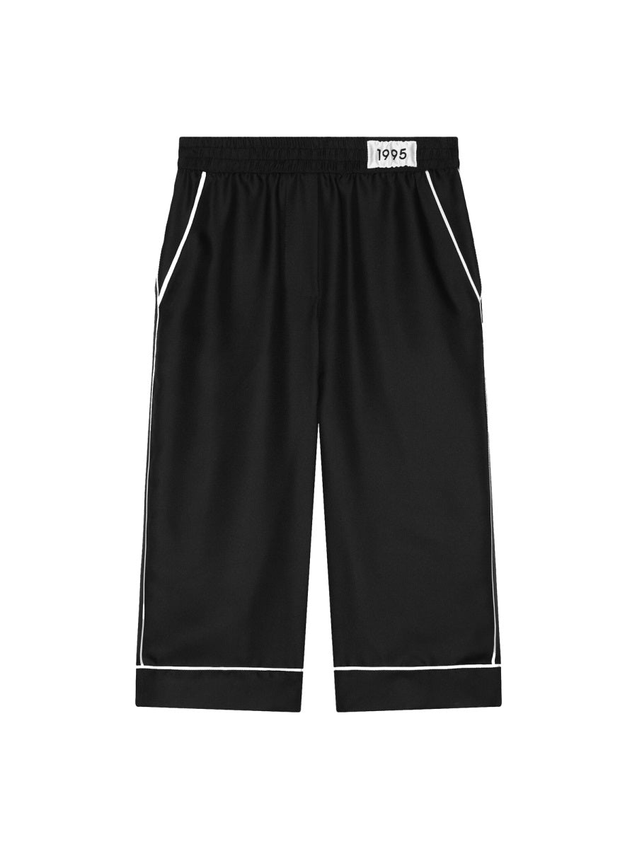 Wide Silk Trousers Black