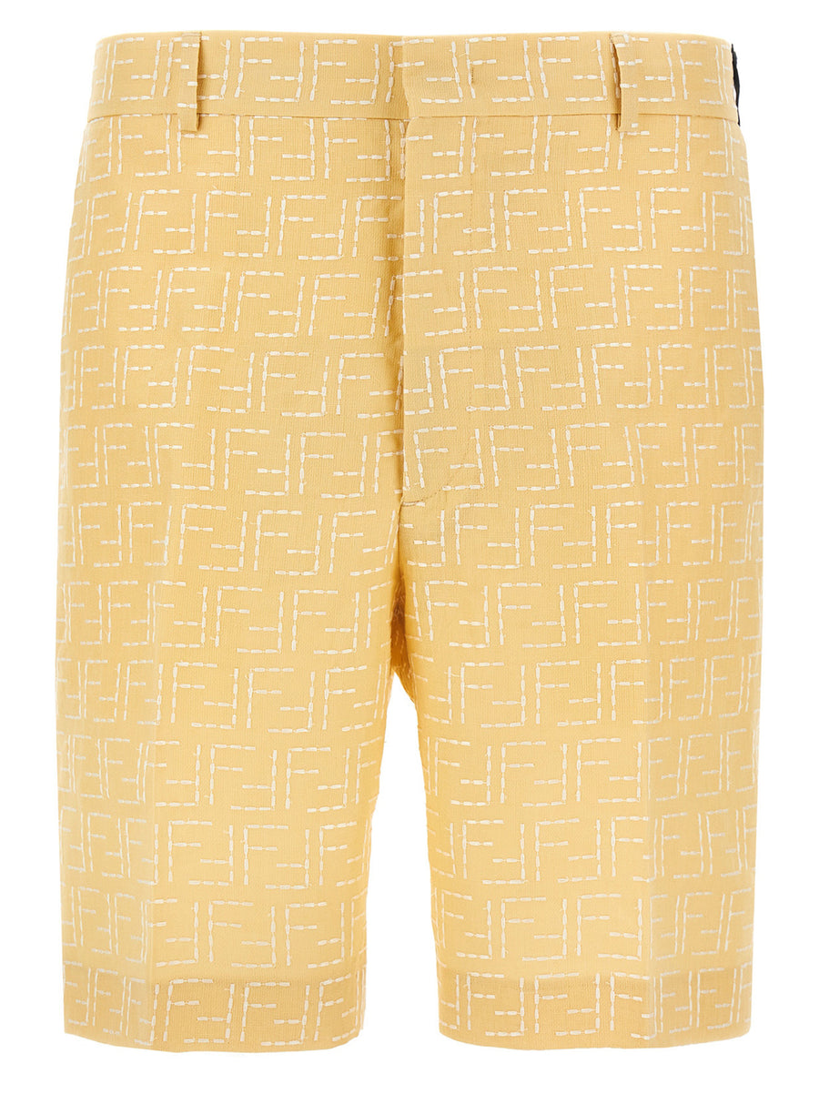 Fendi 83% linen bermuda shorts in yellow
