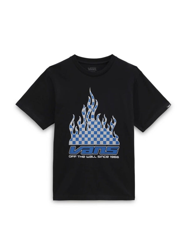T-Shirt Reflective Checkerboard Flame Black Cotton T-shirts