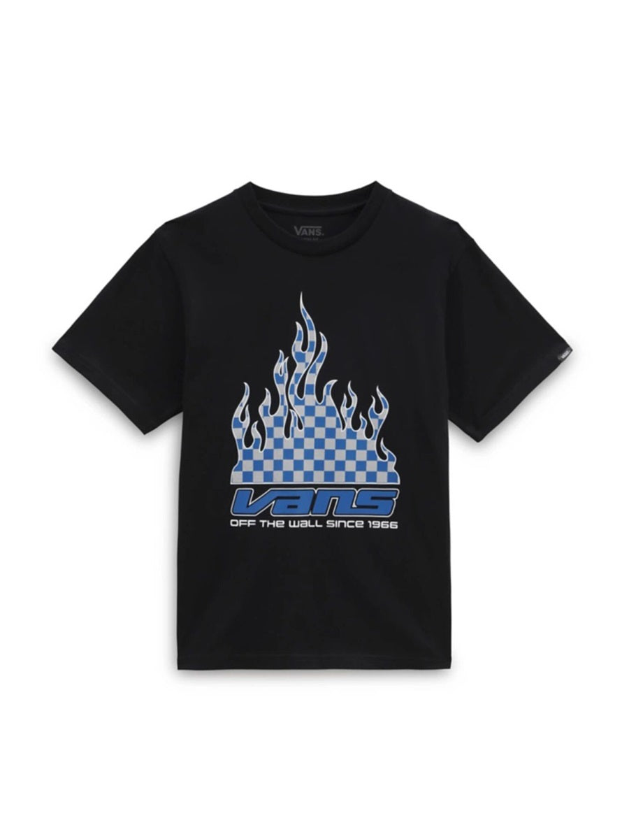T-Shirt Reflective Checkerboard Flame Black Cotton T-shirts