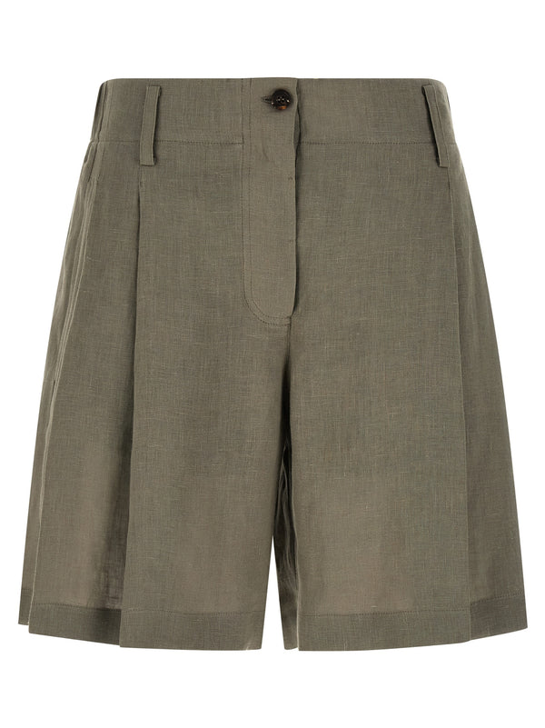 Brunello Cucinelli 100% linen bermuda shorts in green