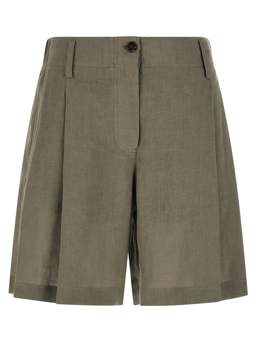 Brunello Cucinelli 100% linen bermuda shorts in green
