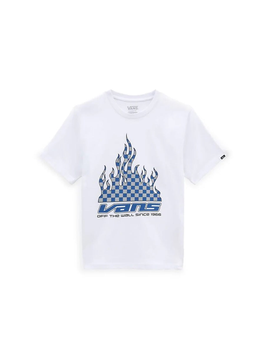 T-Shirt Reflective Checkerboard Flame White Cotton T-shirts