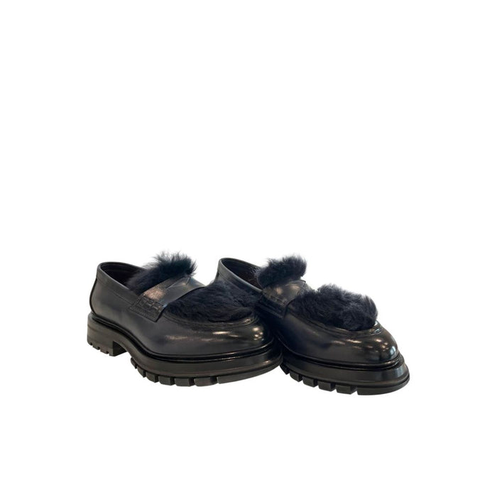Santoni 100% leather loafer in black — view 2