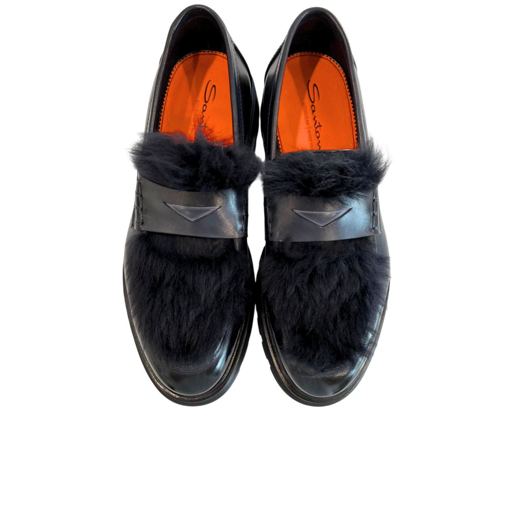 Santoni 100% leather loafer in black — view 3