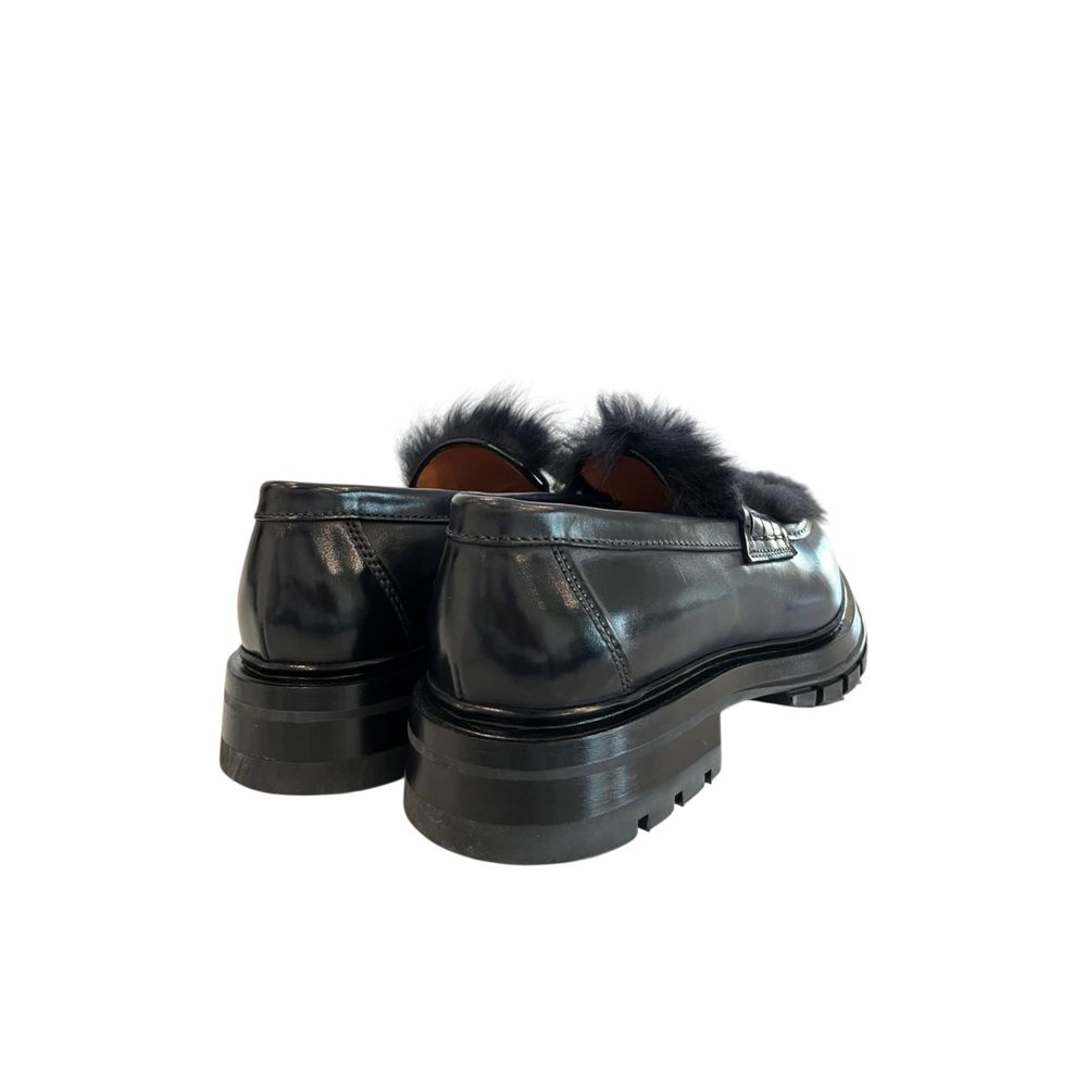 Santoni 100% leather loafer in black — view 4