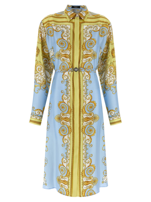Versace 100% Silk shirt dress in blue