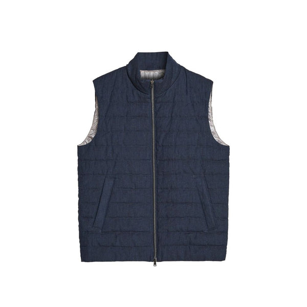 Herno 100% Linen; Padding: 90/10 goose down and feathers vest in navy