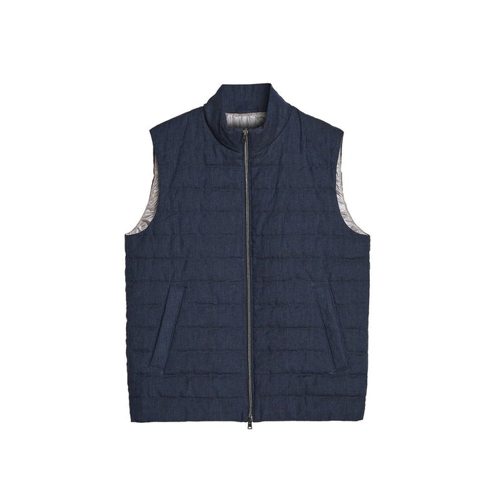 Herno 100% Linen; Padding: 90/10 goose down and feathers vest in navy