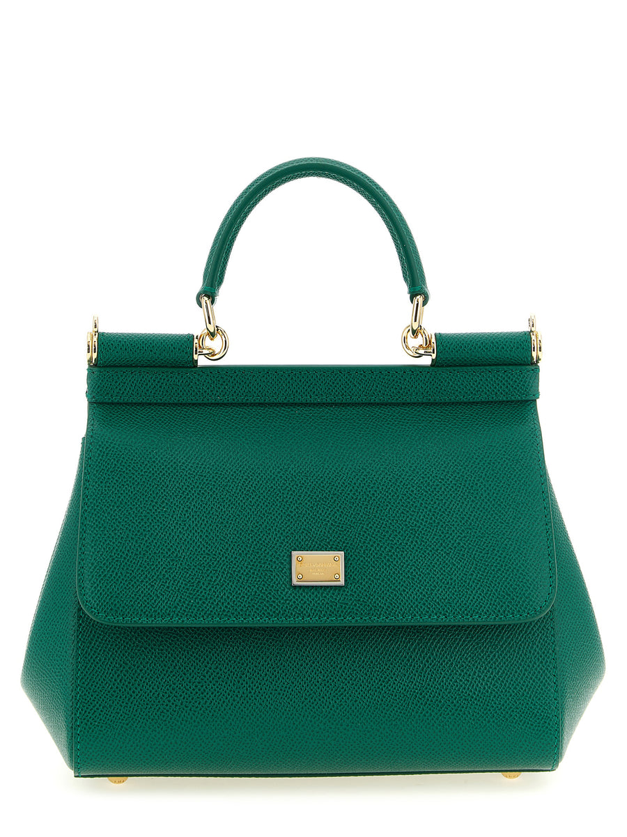 Dolce & Gabbana 100% Calfskin Leather top handle bag in green