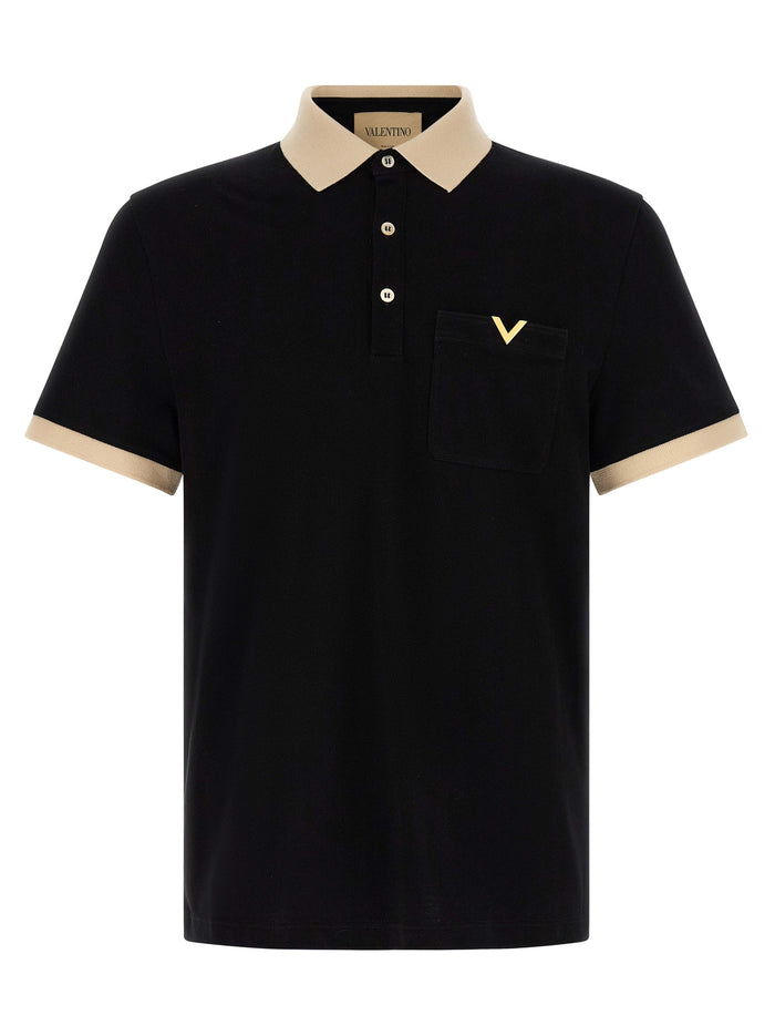 Valentino Garavani 100% cotton polo shirt in black