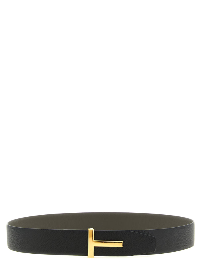 Tom Ford 100% calfskin leather belt in gray — view 2