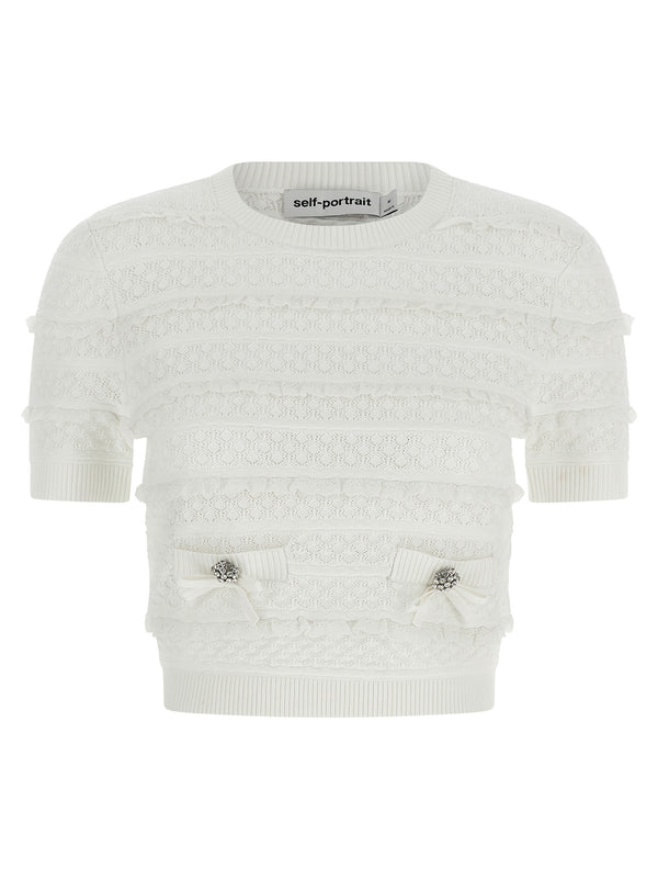 Self-Portrait 82% Viscose sweater in white