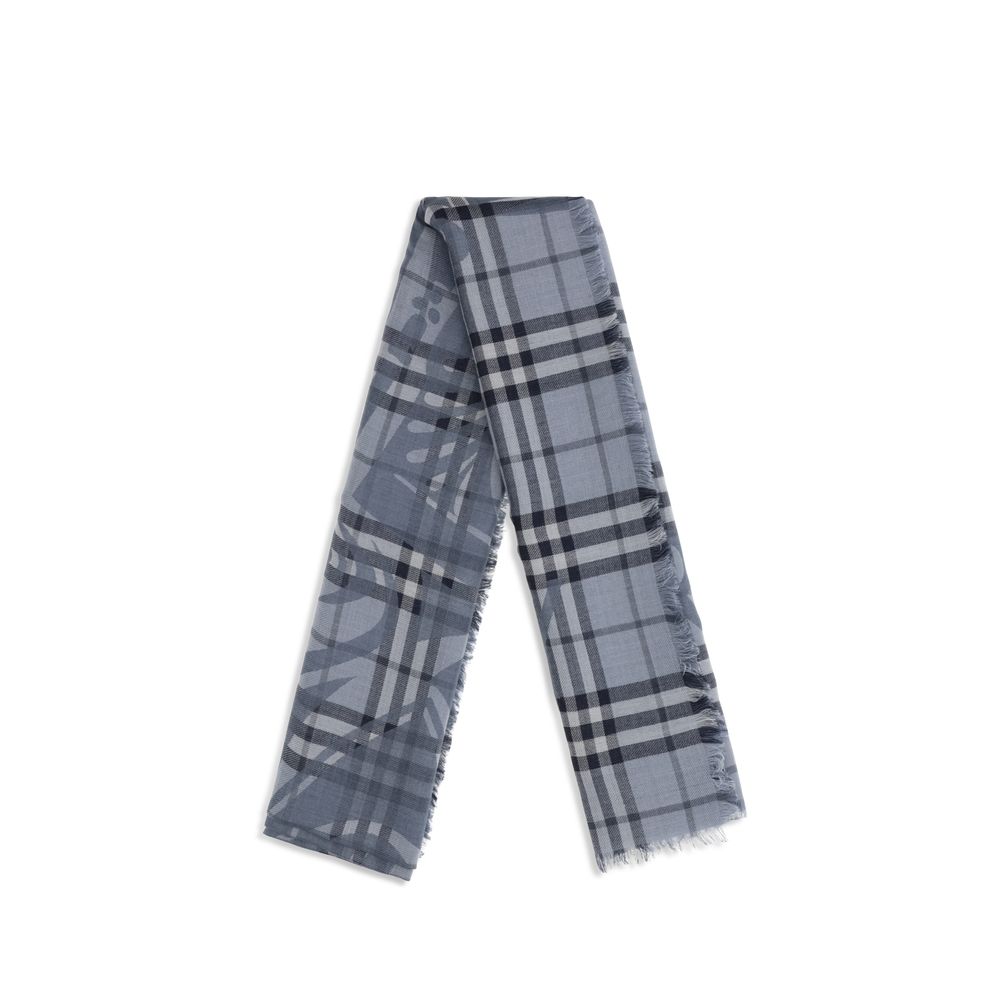 Burberry 52% Fleece Wool Ovis Aries scarf in blue — view 2