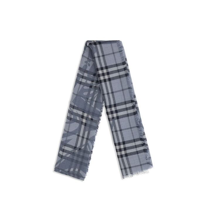 Burberry 52% Fleece Wool Ovis Aries scarf in blue — view 2