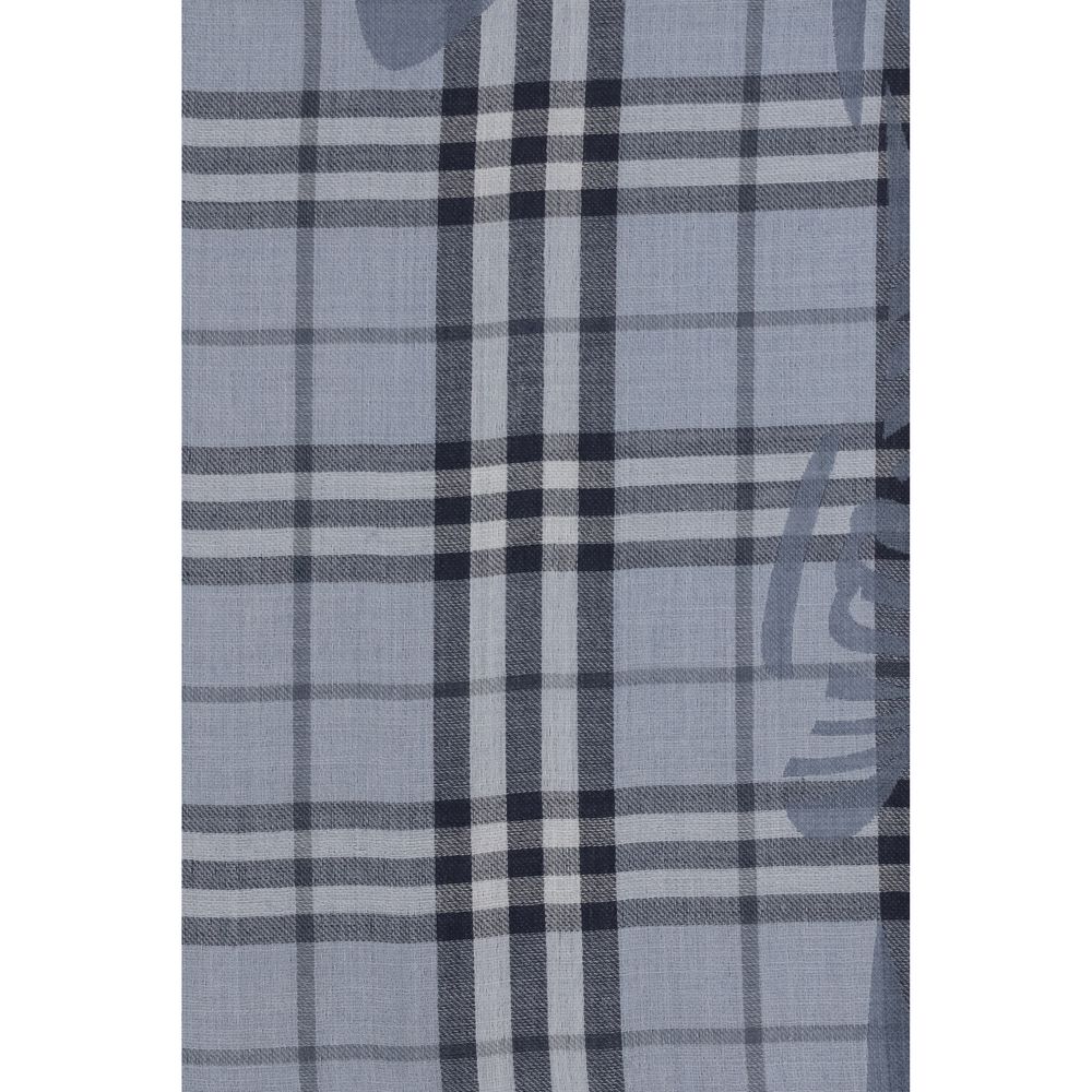 Burberry 52% Fleece Wool Ovis Aries scarf in blue — view 3